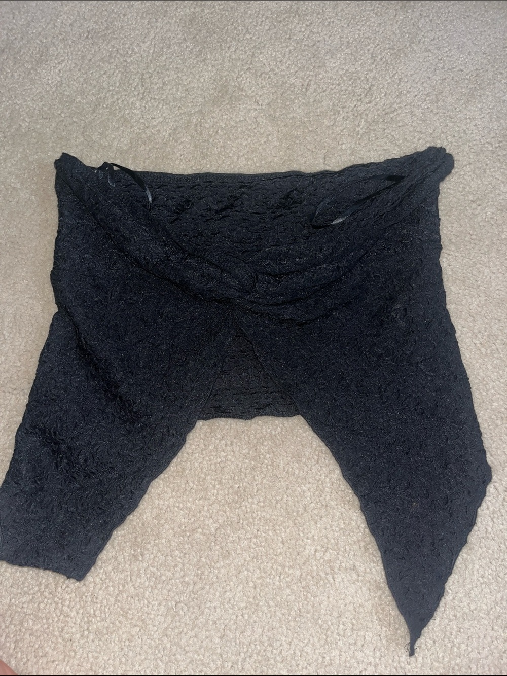SHEIN Black Lace Crop Wrap Top
